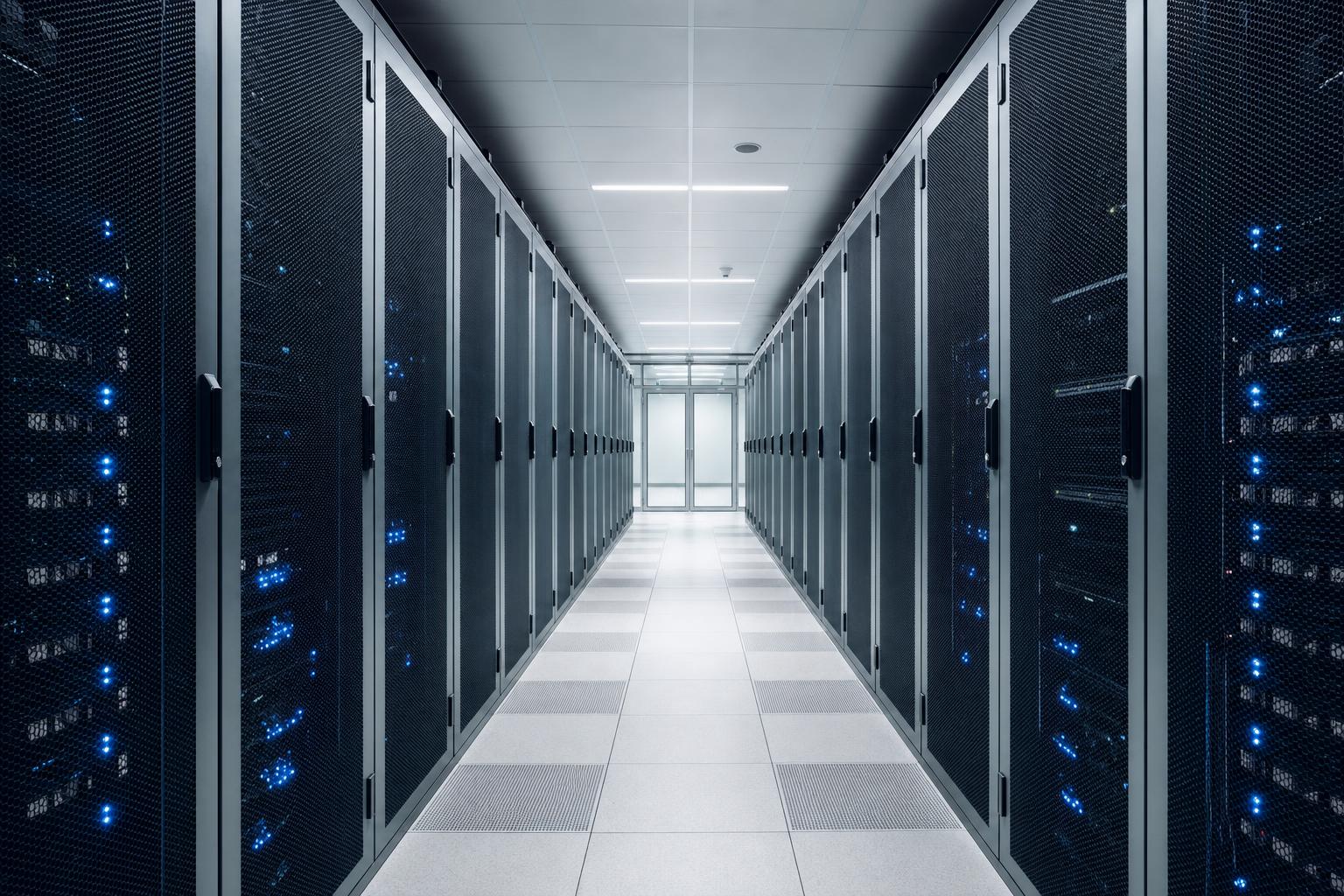 Corridoio di un data center ad alta disponibilità